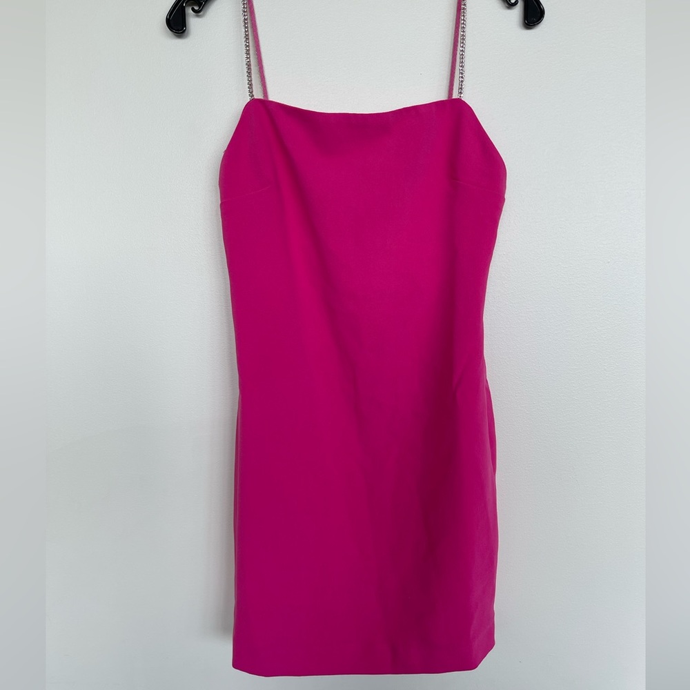 NBD Hot Pink Mini Dress Bling Straps